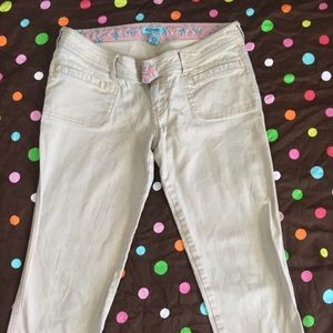 Floral Band Beige Pants